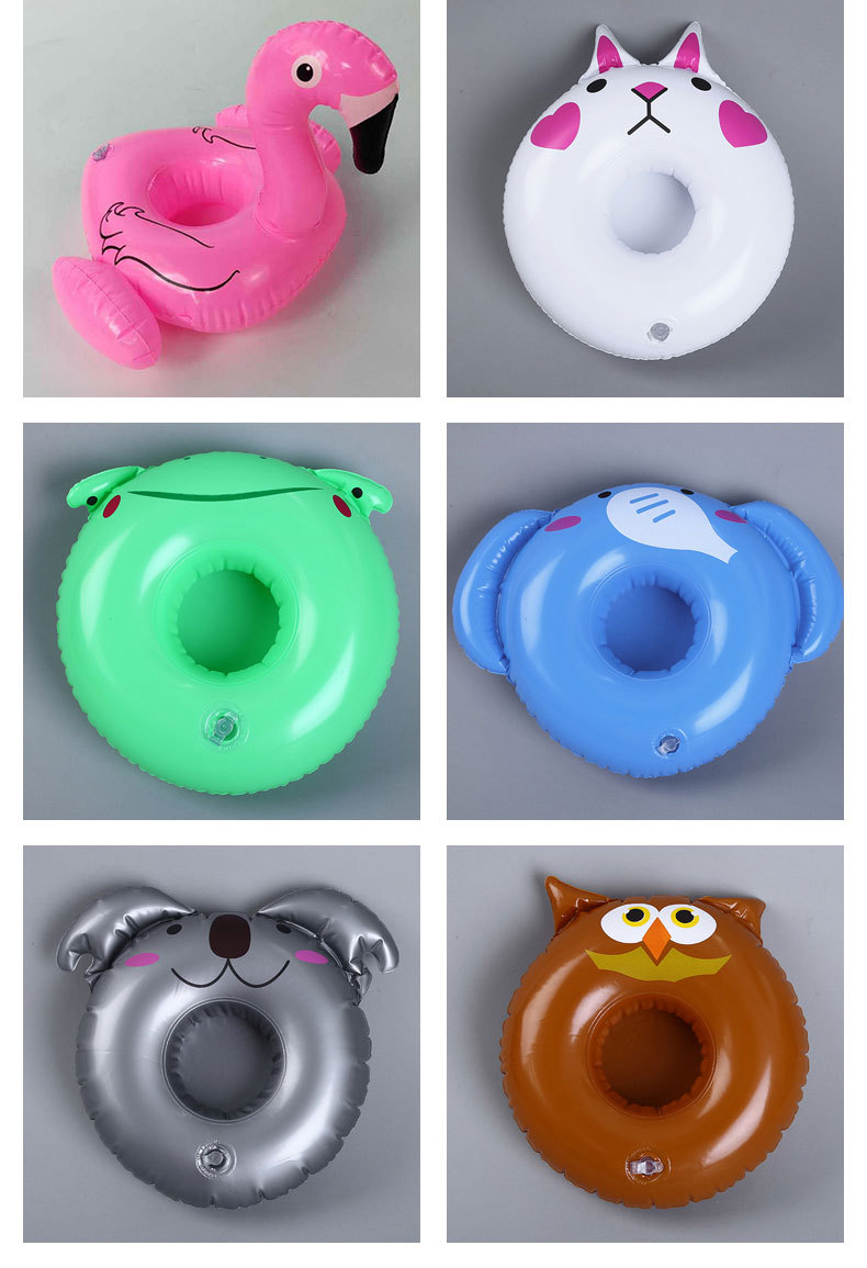 Spot pvc inflatable cup holder water toy flamingo donut unicorn crab pineapple coaster cup holder