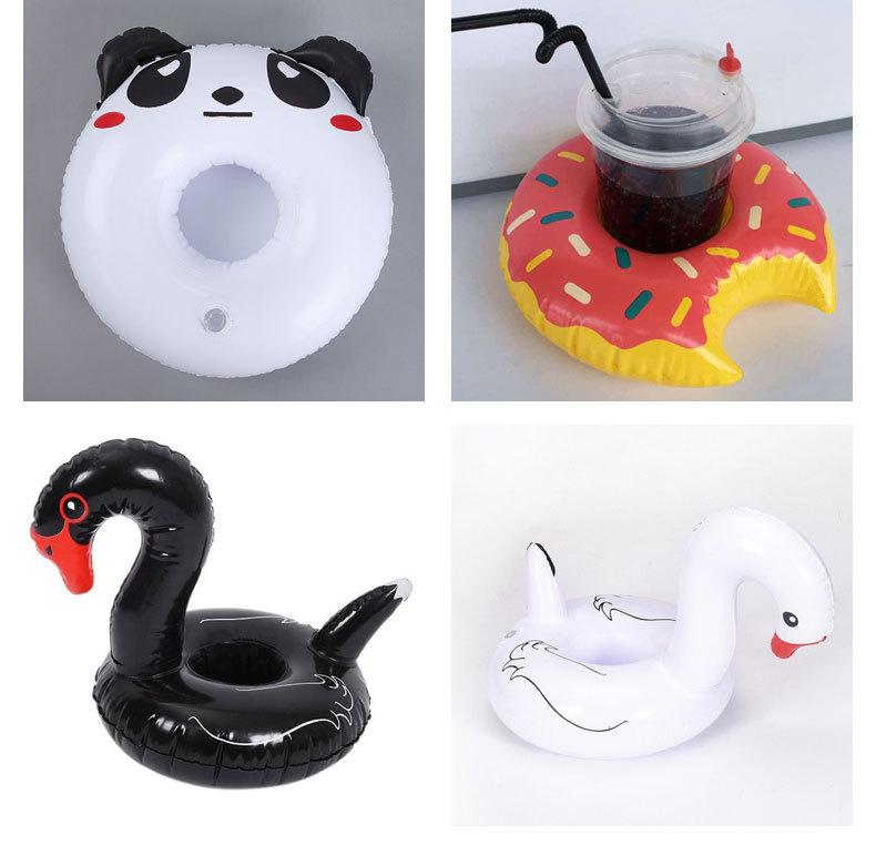 Spot pvc inflatable cup holder water toy flamingo donut unicorn crab pineapple coaster cup holder