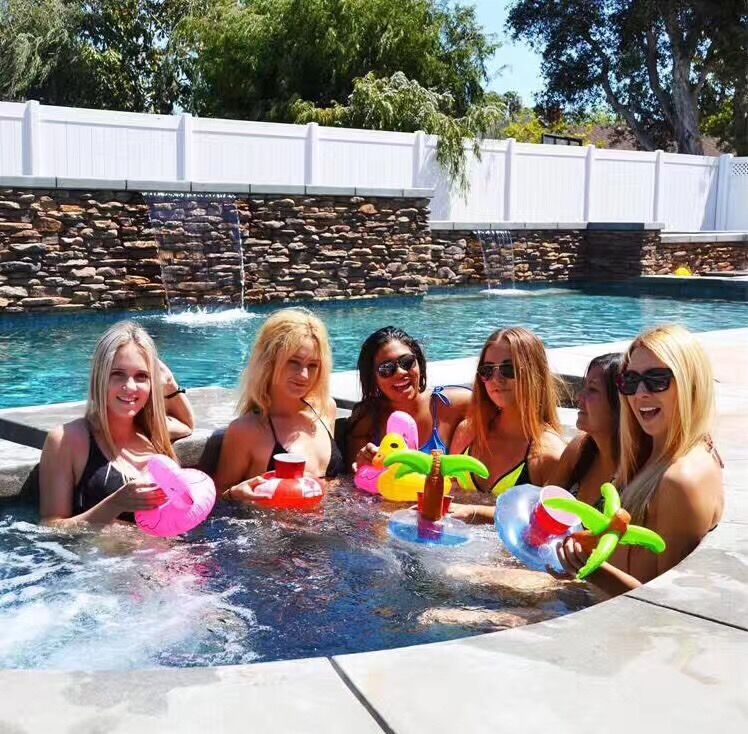 Spot PVC Inflatable Water Sports Goods Flamingo Coaster Inflatable Water Floating Beverage Cup Holder Cup Holder Wholesale