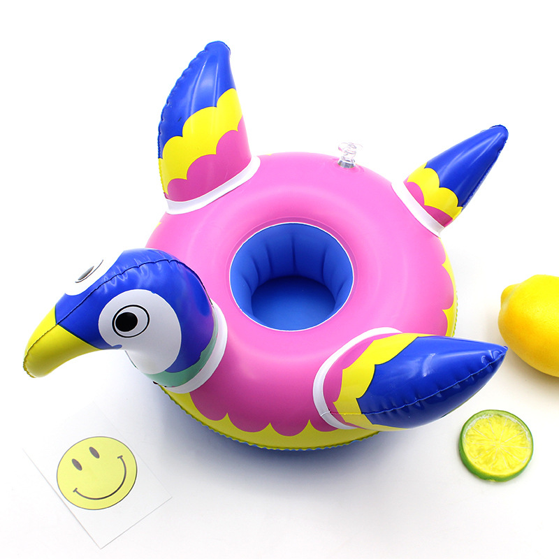 Spot PVC Inflatable Water Sports Goods Flamingo Coaster Inflatable Water Floating Beverage Cup Holder Cup Holder Wholesale