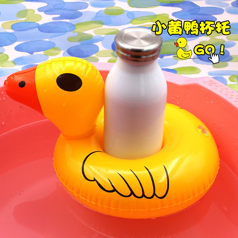 Spot PVC Inflatable Water Sports Goods Flamingo Coaster Inflatable Water Floating Beverage Cup Holder Cup Holder Wholesale