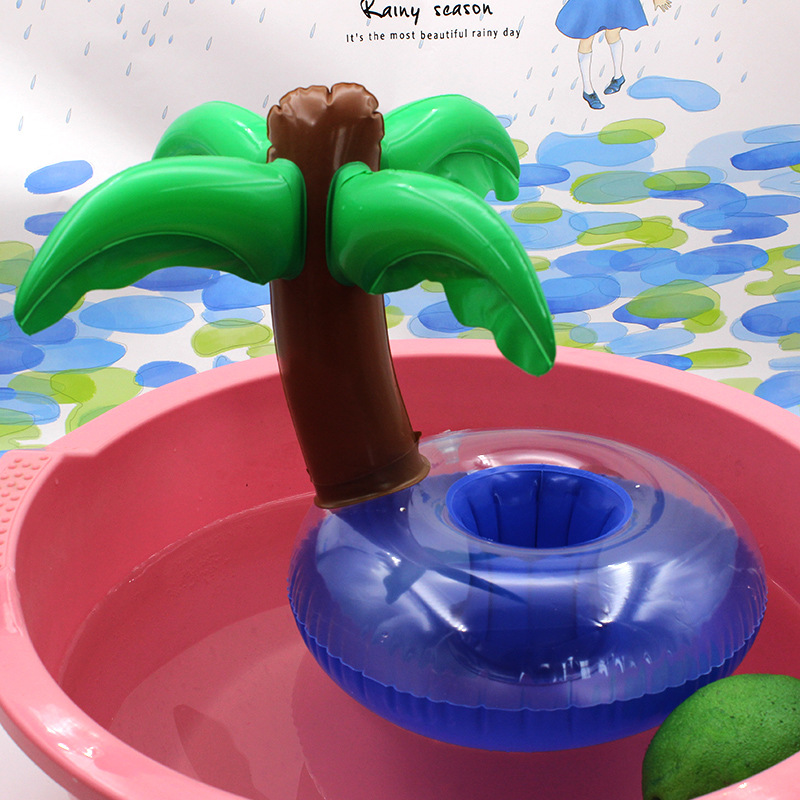 Spot PVC Inflatable Water Sports Goods Flamingo Coaster Inflatable Water Floating Beverage Cup Holder Cup Holder Wholesale