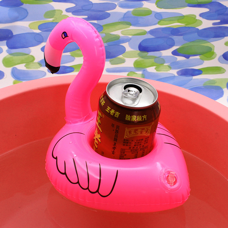 Spot PVC Inflatable Water Sports Goods Flamingo Coaster Inflatable Water Floating Beverage Cup Holder Cup Holder Wholesale