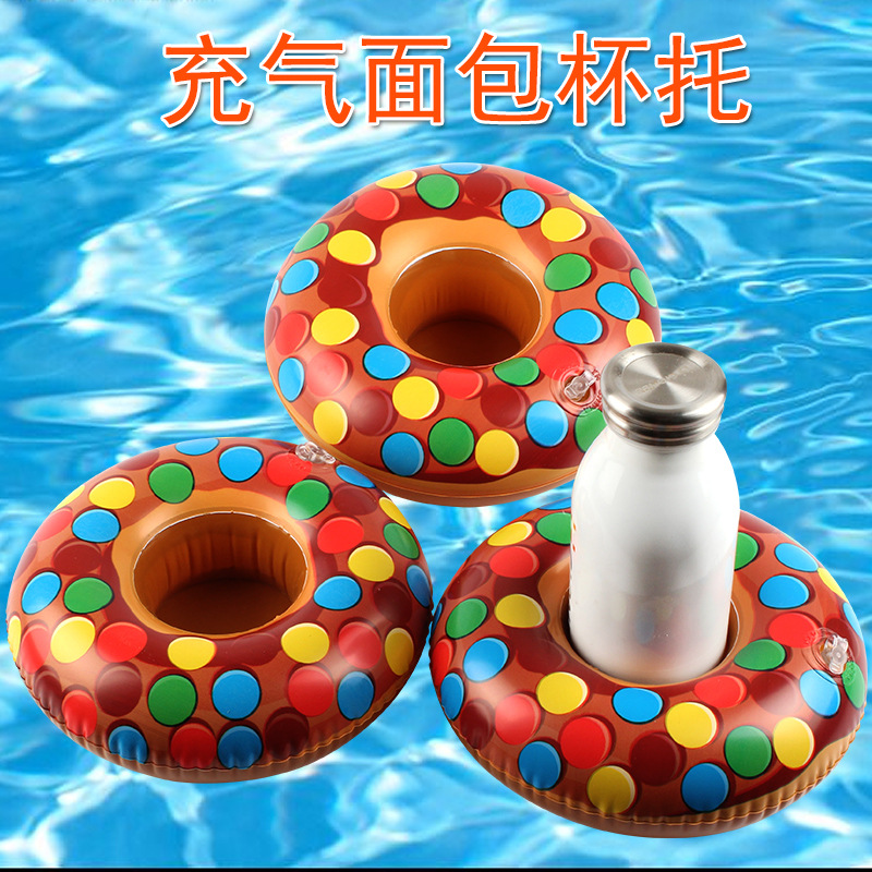 Spot PVC Inflatable Water Sports Goods Flamingo Coaster Inflatable Water Floating Beverage Cup Holder Cup Holder Wholesale