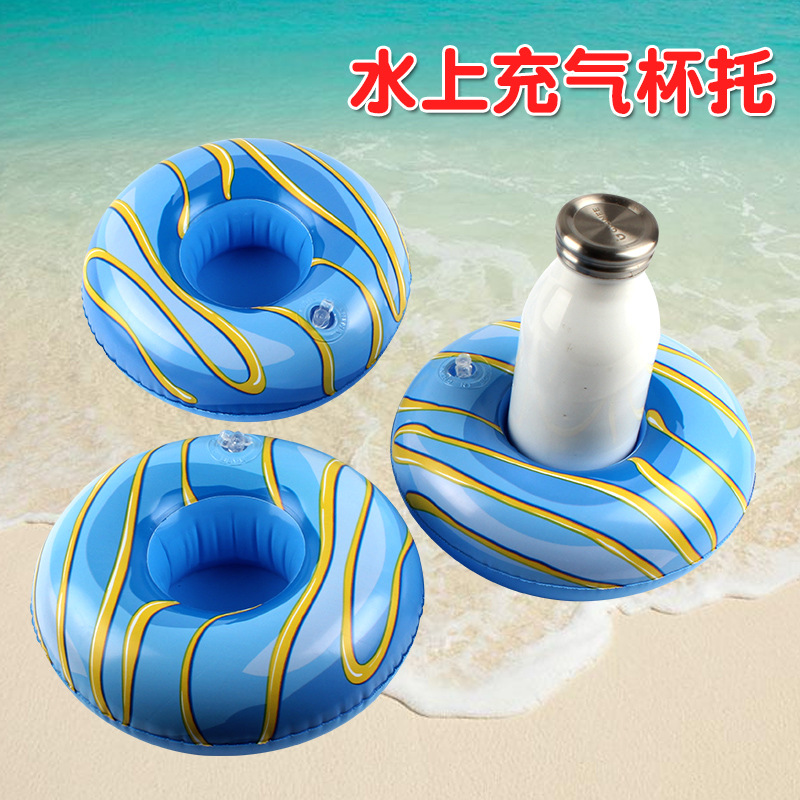 Spot PVC Inflatable Water Sports Goods Flamingo Coaster Inflatable Water Floating Beverage Cup Holder Cup Holder Wholesale