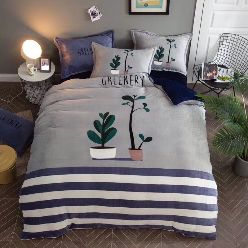 Cartoon Baby Fleece Crystal Velvet Thermal Set Four-Piece Bedding Set Cartoon Baby Fleece Crystal Velvet Thermal Set Four-Piece Bedding Set