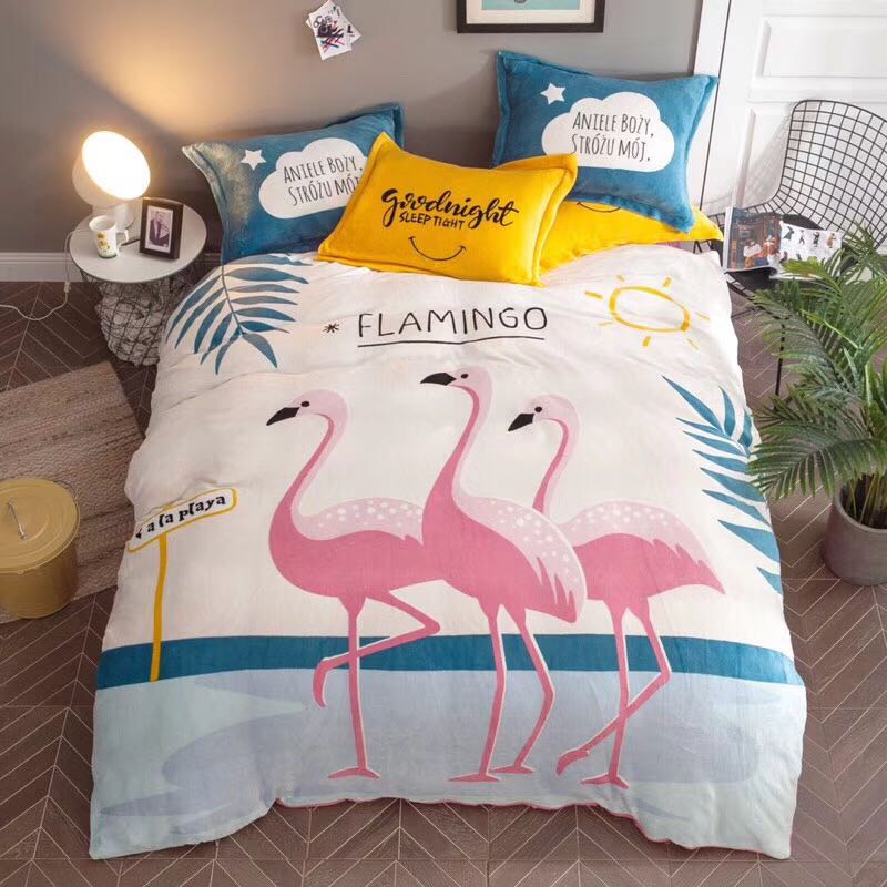 Cartoon Baby Fleece Crystal Velvet Thermal Set Four-Piece Bedding Set Cartoon Baby Fleece Crystal Velvet Thermal Set Four-Piece Bedding Set