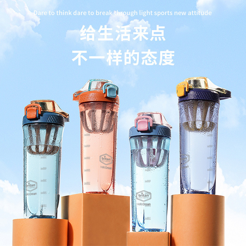 Aikesi Tritan Dragon Sports Bottle Large Capacity Shake Cup Student Dual Purpose Cup with Straw Plastic Water Cup Wholesale