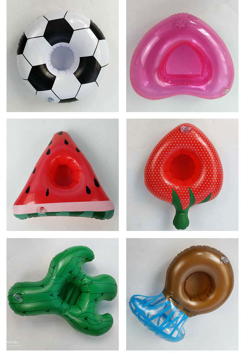 In Stock PVC Inflatable Cup Holder Water Toys Flamingo Donut Unicorn Crab Pineapple Coaster Cup Saucer