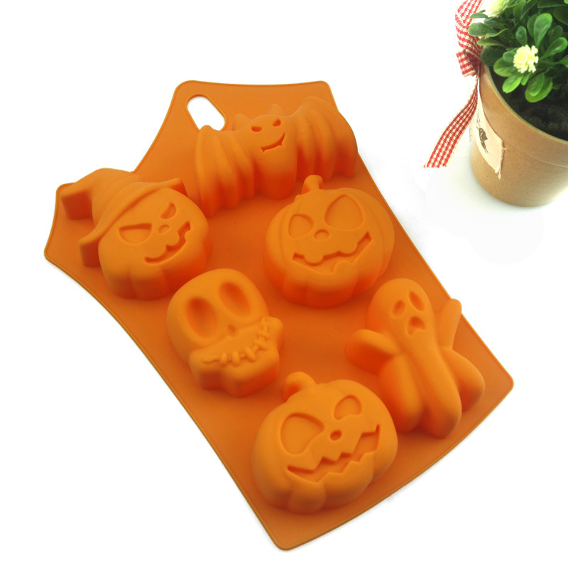 Silicone Cake Mold 6 Hole Halloween Halloween Doll Pumpkin Skull Baking Mold DIY Silicone Cake Mold 6 Hole Halloween Halloween Doll Pumpkin Skull Baking Mold DIY