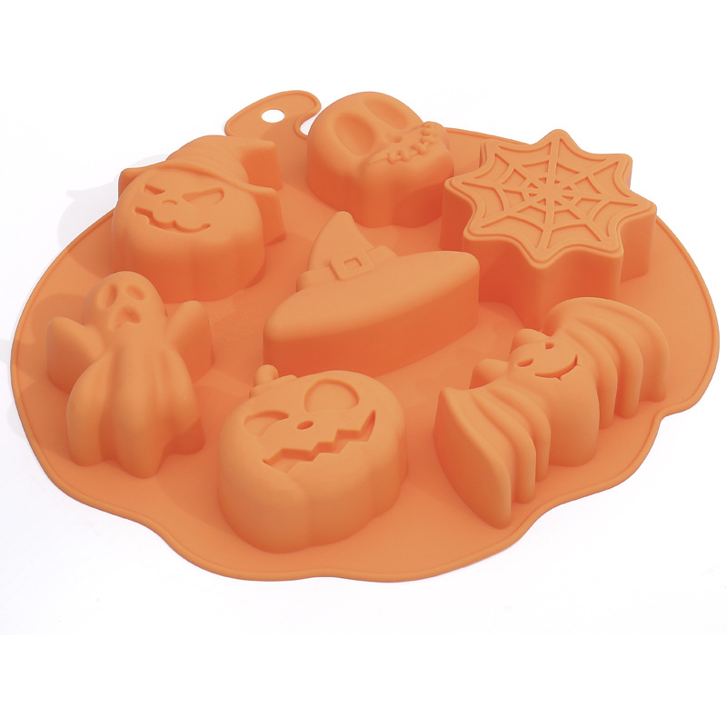 Silicone Cake Mold 6 Hole Halloween Halloween Doll Pumpkin Skull Baking Mold DIY 