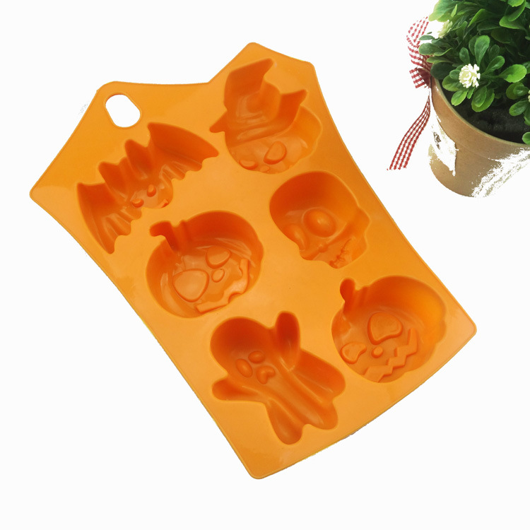 Silicone Cake Mold 6 Hole Halloween Halloween Doll Pumpkin Skull Baking Mold DIY Silicone Cake Mold 6 Hole Halloween Halloween Doll Pumpkin Skull Baking Mold DIY