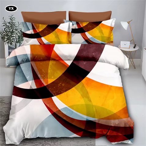Geometric Pattern Square Color Blocking Four-Piece Bedding Set Fashion Simple