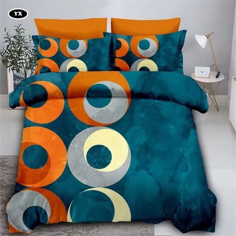 Geometric Pattern Square Color Blocking Four-Piece Bedding Set Fashion Simple