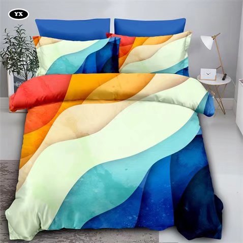 Geometric Pattern Square Color Blocking Four-Piece Bedding Set Fashion Simple