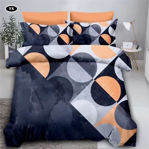 Geometric Pattern Square Color Blocking Four-Piece Bedding Set Fashion Simple