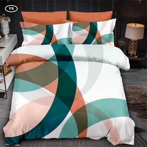 Geometric Pattern Square Color Blocking Four-Piece Bedding Set Fashion Simple
