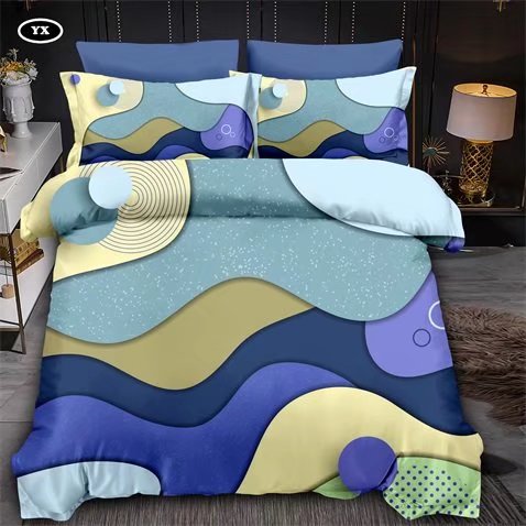 Geometric Pattern Square Color Blocking Four-Piece Bedding Set Fashion Simple