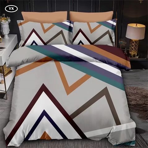 Geometric Pattern Square Color Blocking Four-Piece Bedding Set Fashion Simple