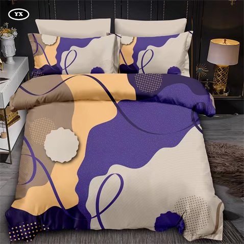 Geometric Pattern Square Color Blocking Four-Piece Bedding Set Fashion Simple