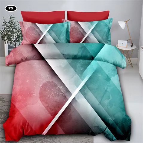 Geometric Pattern Square Color Blocking Four-Piece Bedding Set Fashion Simple