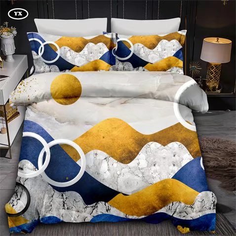 Geometric Pattern Square Color Blocking Four-Piece Bedding Set Fashion Simple