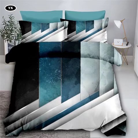 Geometric Pattern Square Color Blocking Four-Piece Bedding Set Fashion Simple
