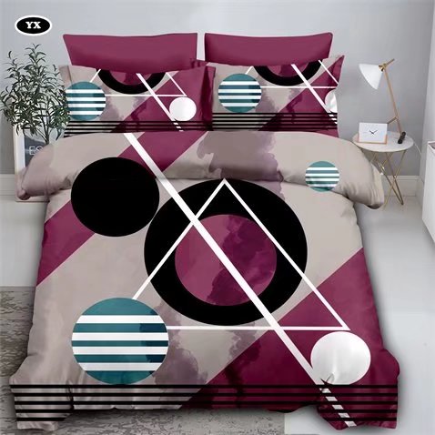 Geometric Pattern Square Color Blocking Four-Piece Bedding Set Fashion Simple
