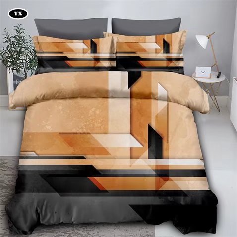Geometric Pattern Square Color Blocking Four-Piece Bedding Set Fashion Simple