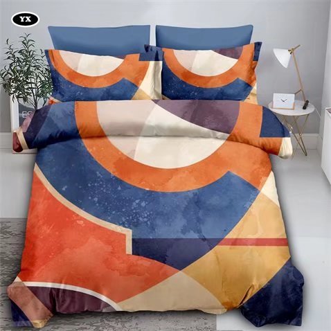 Geometric Pattern Square Color Blocking Four-Piece Bedding Set Fashion Simple