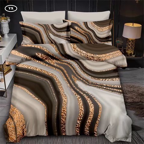 Geometric Pattern Square Color Blocking Four-Piece Bedding Set Fashion Simple
