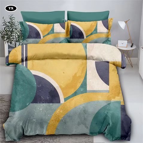 Geometric Pattern Square Color Blocking Four-Piece Bedding Set Fashion Simple