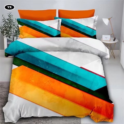 Geometric Pattern Square Color Blocking Four-Piece Bedding Set Fashion Simple