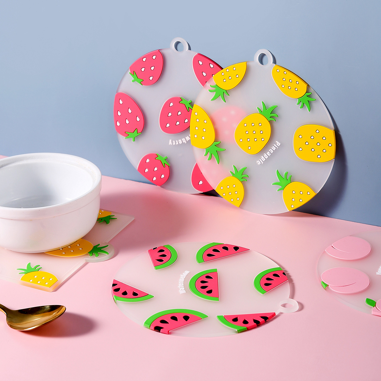 Fruit Cartoon Heat Proof Mat Household Coaster Bowl Mat Kitchen Silicone Heat Resistant Placemat Dish Plate Tea Cup Dining Table Cushion