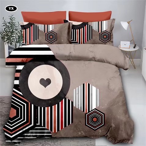 Fashion Simple Geometric Pattern Ling-Shaped Color Blocking Four-Piece Bedding Set Fashion Simple Geometric Pattern Ling-Shaped Color Blocking Four-Piece Bedding Set
