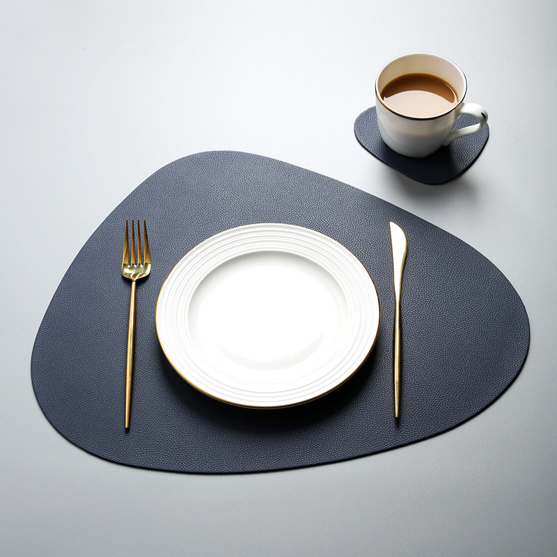 Spot PU Leather European-Style Insulation Placemat Triangle Dining Table Cushion Non-Slip and Oilproof Western Food Placemat Bowl Coaster Cup Coaster