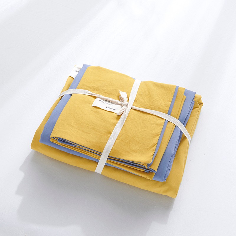 Nordic Four-Piece Bedding Set Simple Plaid Quilt Cover Bed Sheet and Pillowcase Washed Cotton