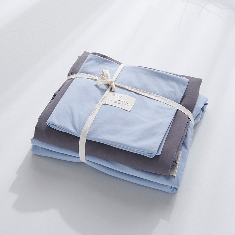 Nordic Four-Piece Bedding Set Simple Plaid Quilt Cover Bed Sheet and Pillowcase Washed Cotton