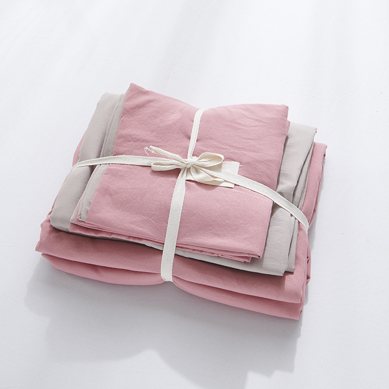 Nordic Four-Piece Bedding Set Simple Plaid Quilt Cover Bed Sheet and Pillowcase Washed Cotton
