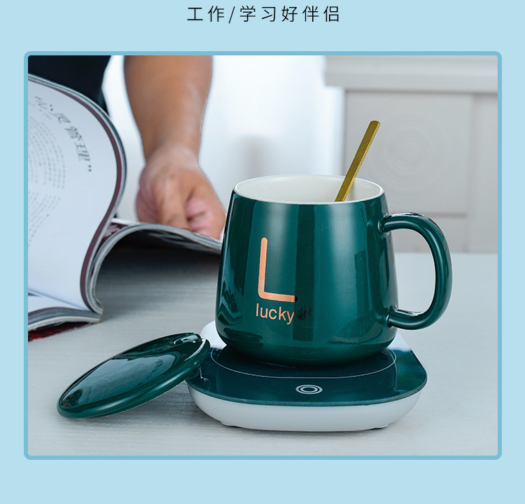 Creative 55 Degrees Constant Temperature Warm Ceramic Cup Smart Heating Coaster Mug Business Gift Custom Logo