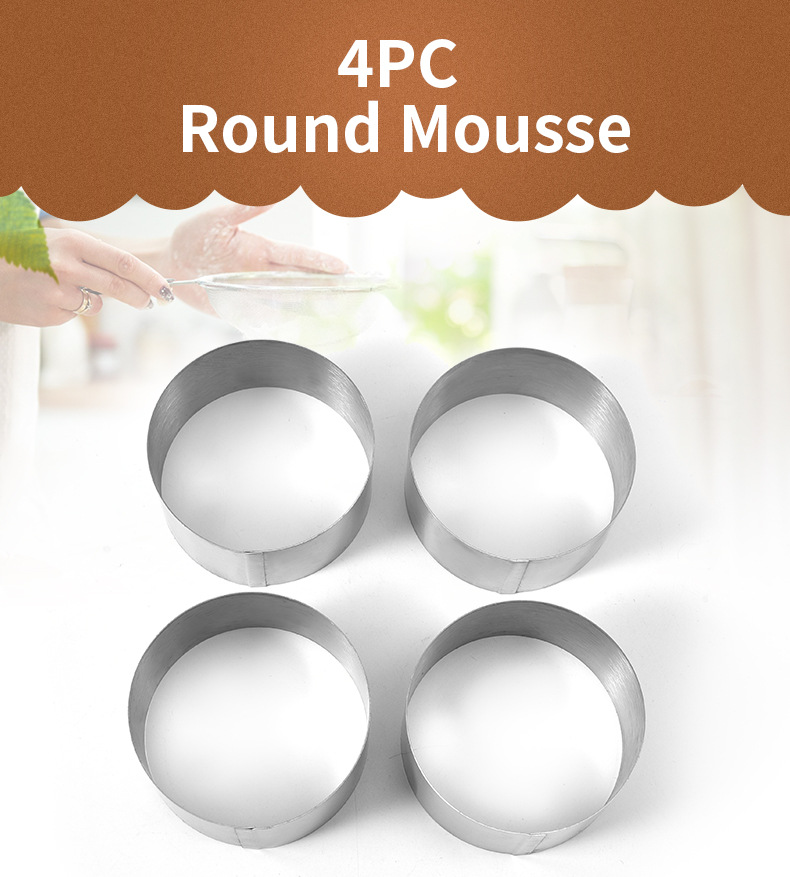 Stainless Steel Mousse Mold Set Home Cake Mold Set of 4 DIY Multi-Layer Cake Mold Baking Tool