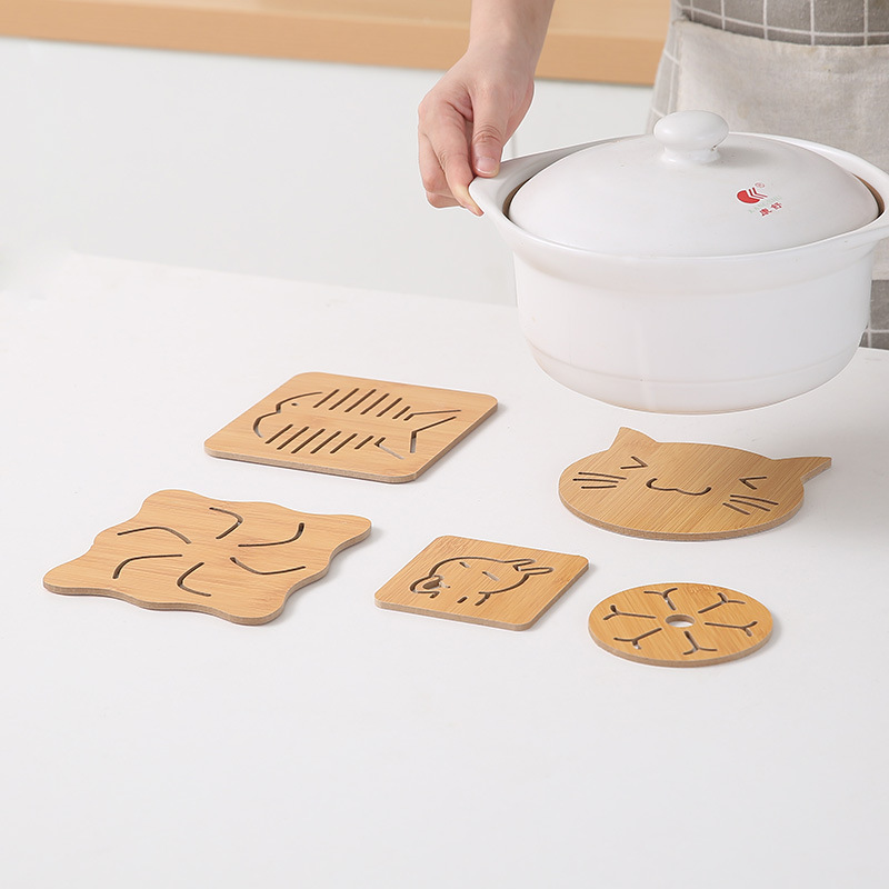 Home Wooden Cartoon Heat Proof Mat Dining Table Cushion Non-Slip Pot Mat Creative Cute Mat Teacup Mat Bowl Coaster Cup Coaster