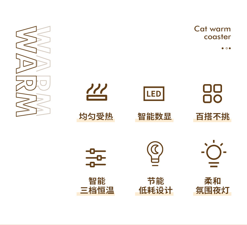 Heating Cup Warming Holder Automatic Thermal Cup Pad Milk 55 Degree Adjustment Timing Insulated Coaster Gift Manufacturer