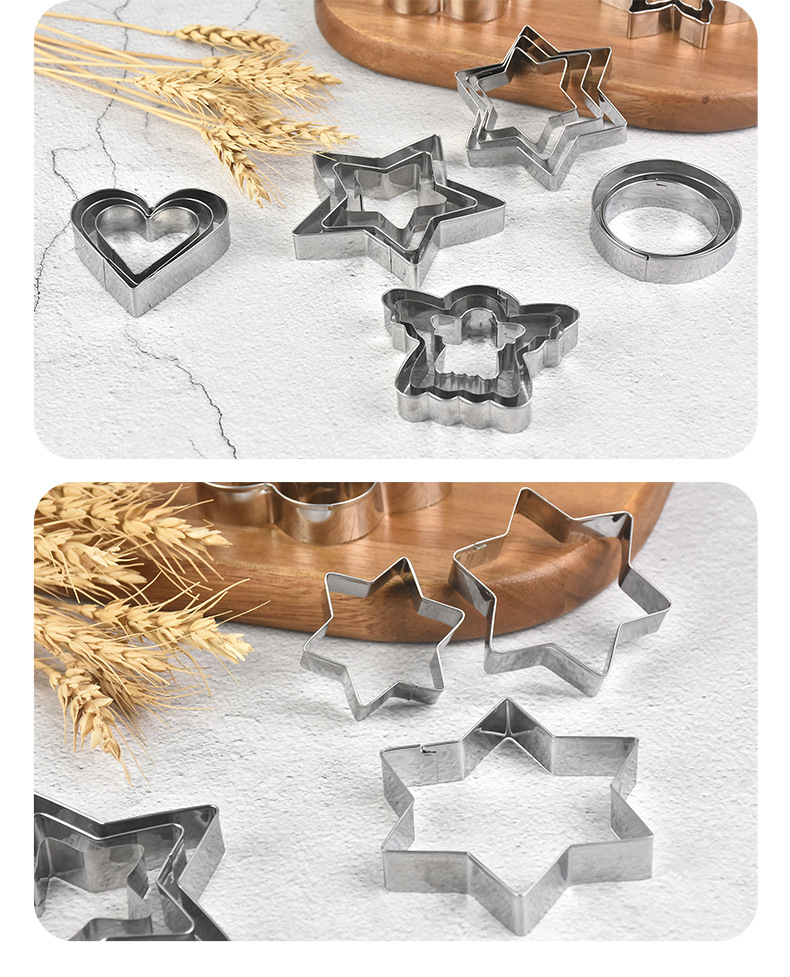 Factory Direct Supply 5 Pieces Stainless Steel Cookie Cutter Baking Tool Cake Mold Spoon Type Cookie Cutter
