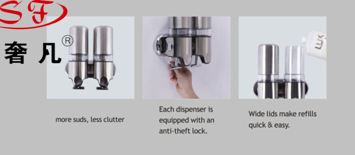 Zheng hao hotel supplies single head stainless steel pull pressure soap dispenser hotel two head three head hand sanitizer