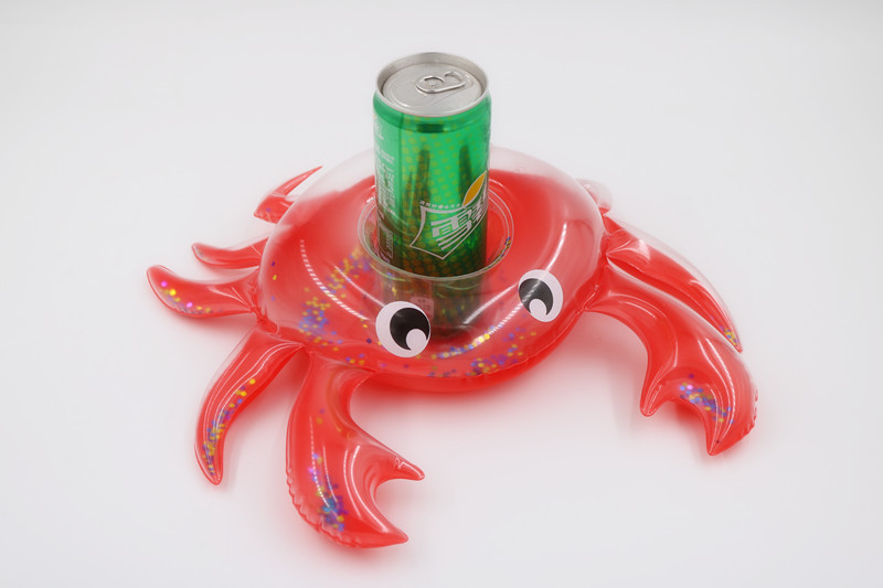 Factory Supply Ins Hot Sale Inflatable Sequins Crab Coaster Water Crab Cup Holder Floating Beverage Cup Holder