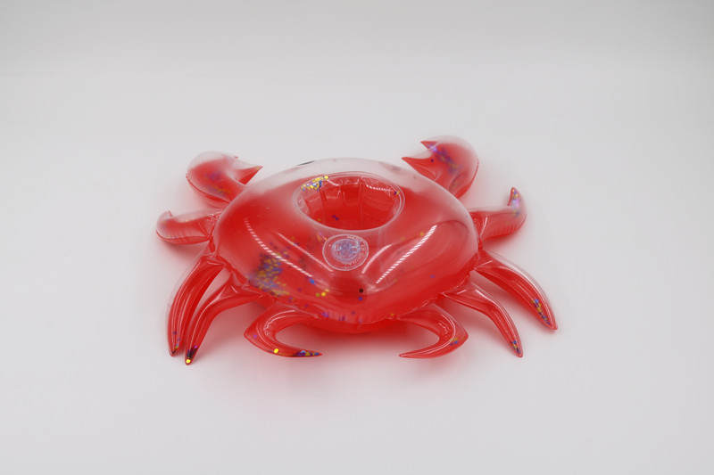 Factory Supply Ins Hot Sale Inflatable Sequins Crab Coaster Water Crab Cup Holder Floating Beverage Cup Holder