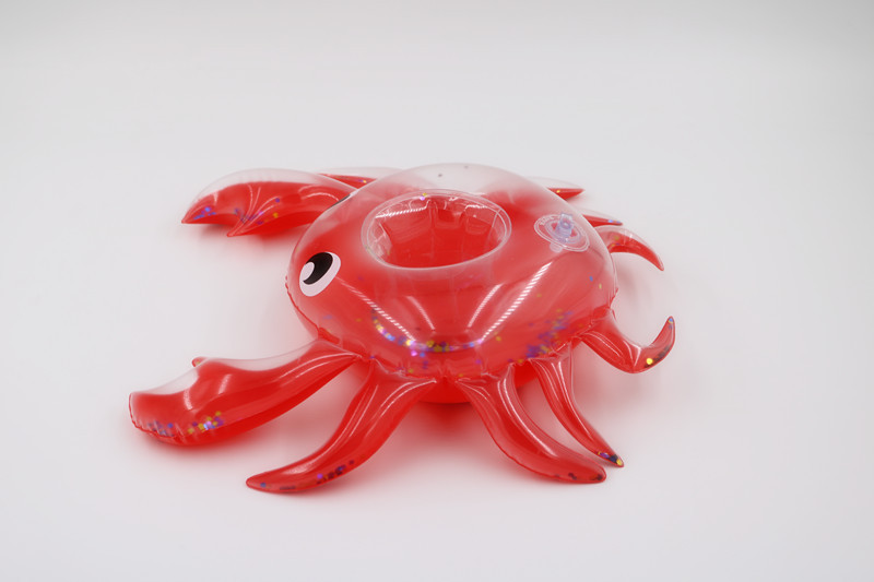 Factory Supply Ins Hot Sale Inflatable Sequins Crab Coaster Water Crab Cup Holder Floating Beverage Cup Holder