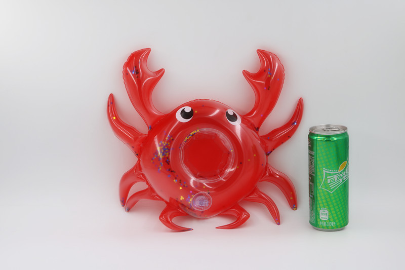 Factory Supply Ins Hot Sale Inflatable Sequins Crab Coaster Water Crab Cup Holder Floating Beverage Cup Holder