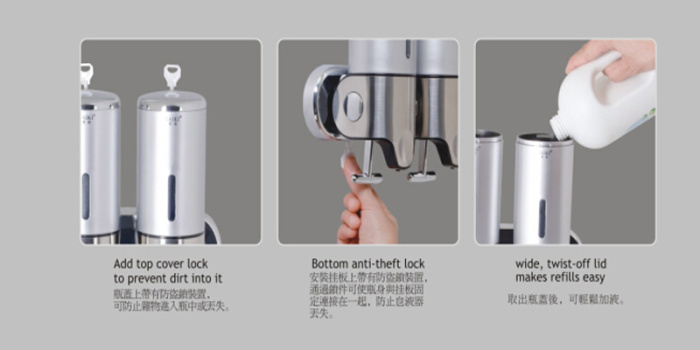 Zheng hao hotel products soap dispenser cleaning products shampoo bath gel hand sanitizer double head to liquid dispenser box